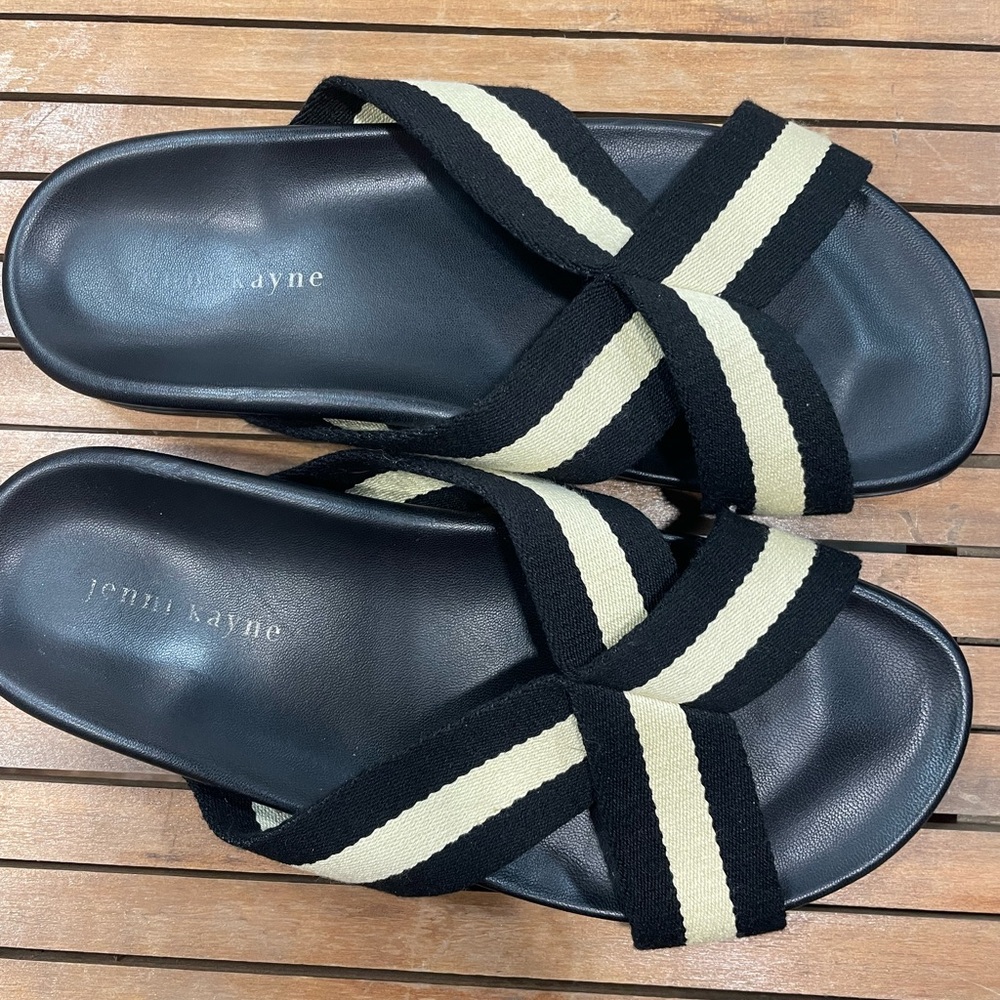 Jenni Kayne Black and Cream Crisscross Sandals